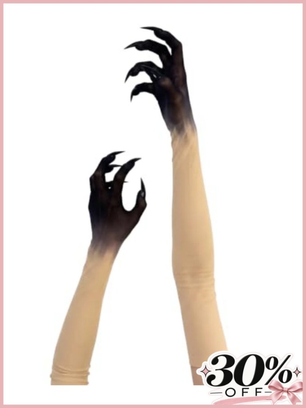 Sheer Mesh Claw Gloves Over-Elbow Arm Sleeves Halloween Cosplay